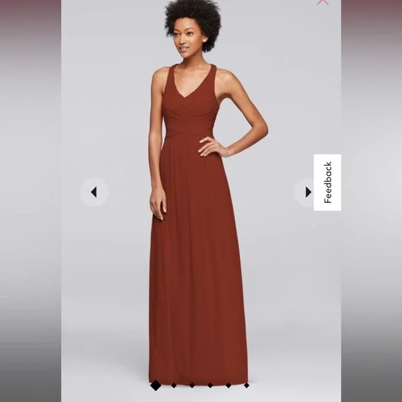 can you return davids bridal bridesmaid dress Long Bridesmaid Dress with Crisscross Back Straps